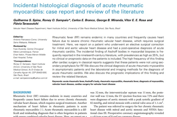 2Incidental histological diagnosis of acute rheumatic myocarditis case report and review of the literature