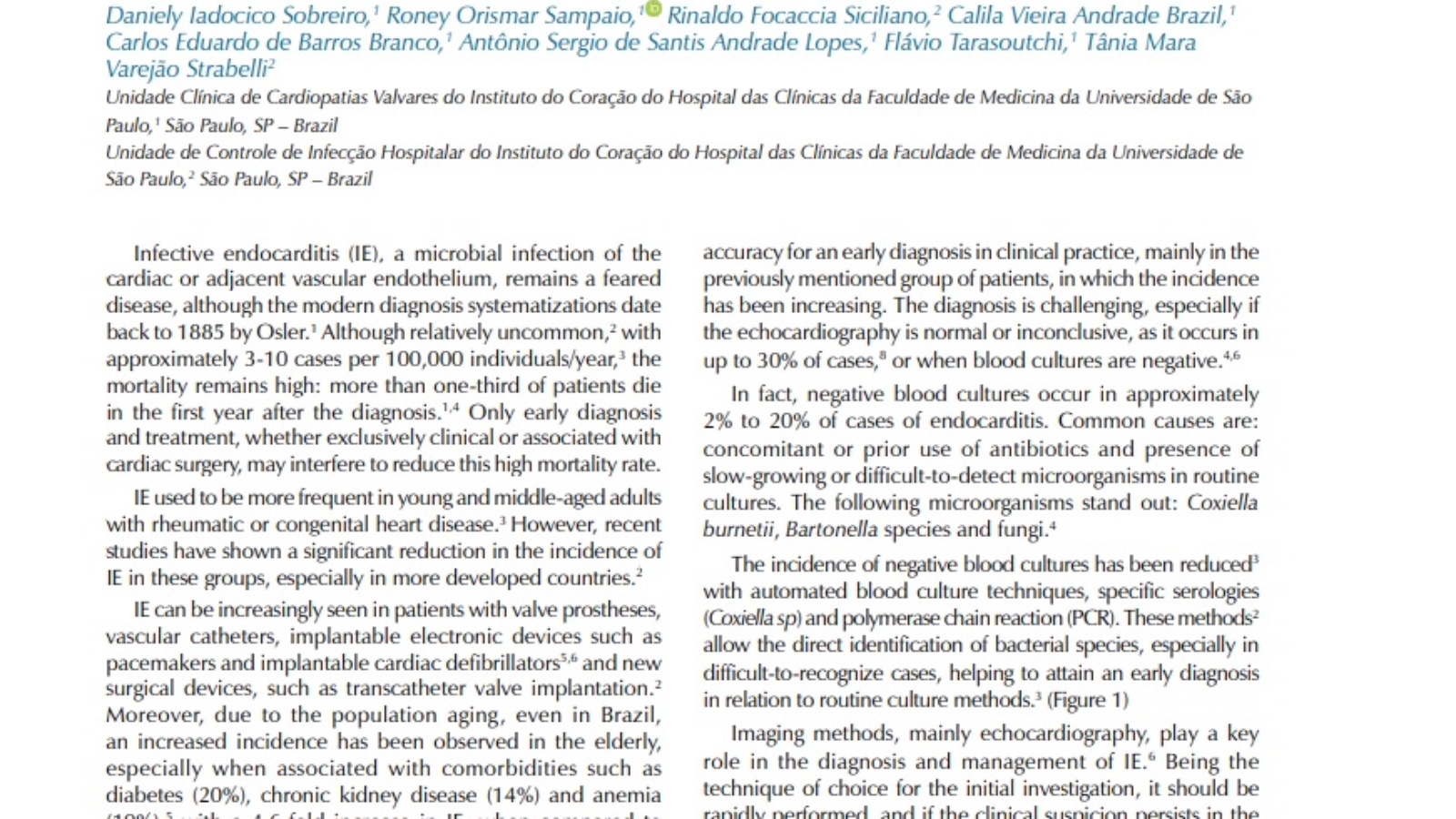 Early Diagnosis and Treatment in Infective Endocarditis Challenges